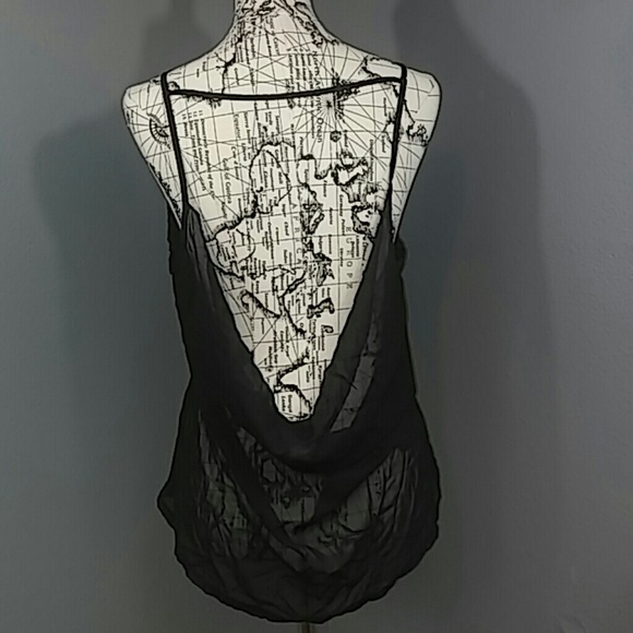 Shiny Black Gold Strappy Sheer Slouch Back - Picture 2 of 3